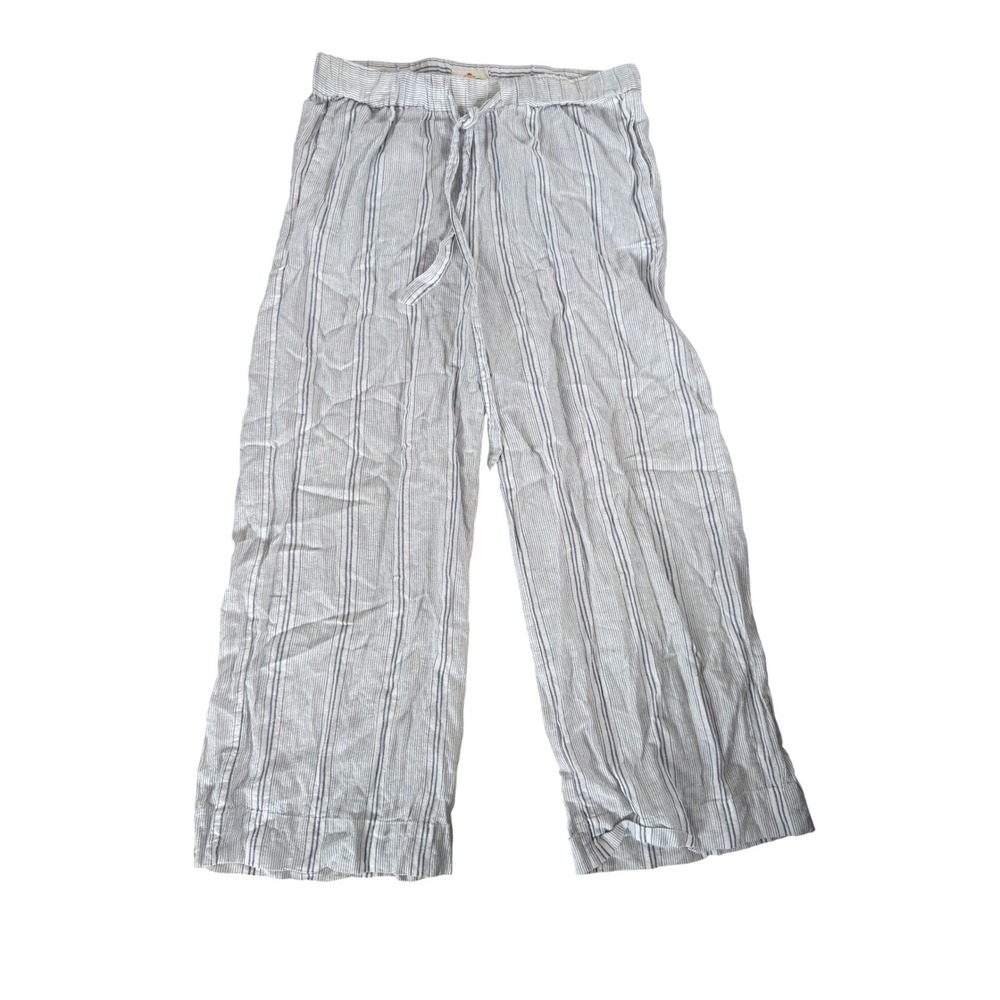 Marine Layer striped wide leg casual pants linen blend coastal